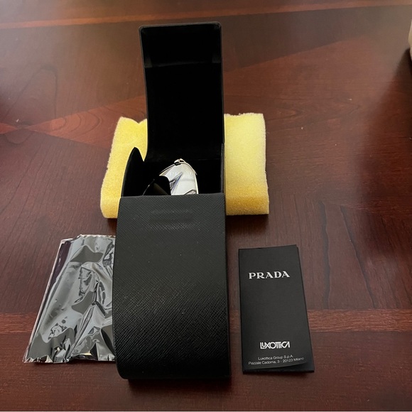 Prada Accessories - Prada Silver Mirror Sunglasses & Case with Accessories